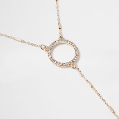 Gold pave diamante circle necklace
